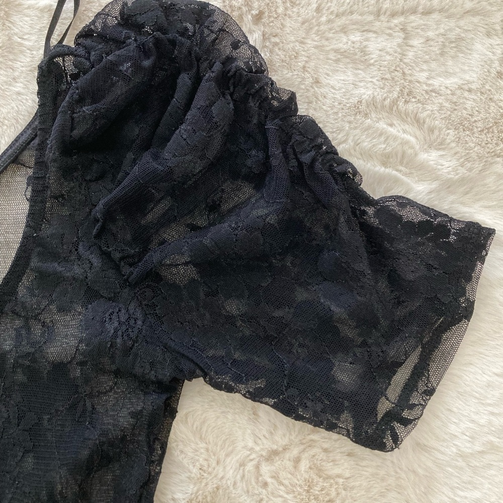 Guess Black Lace Thong Bodysuit Extra Small XS - Picture 4 of 6